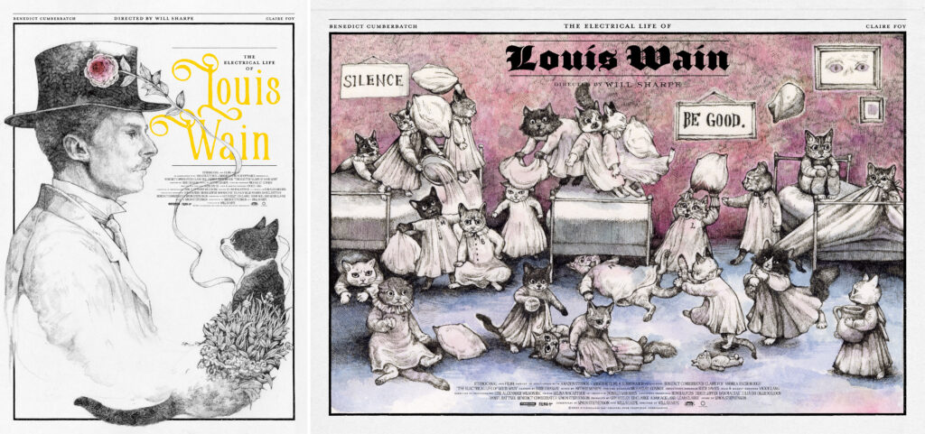 ヒグチユウコ＆大島依提亜による共作！『ルイス・ウェイン 生涯愛した妻とネコ』オルタナティブポスター2種解禁