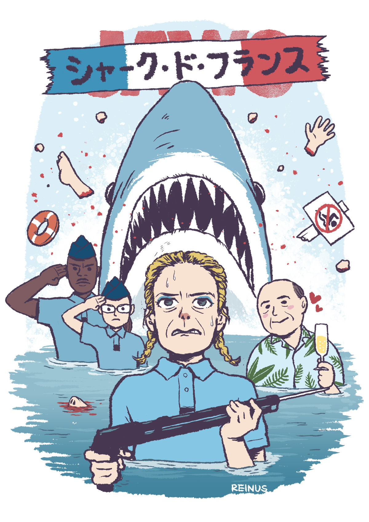 フランス初のサメ映画『シャーク・ド・フランス』にレイナスによる描きおろしイラストが到着 タイアップ情報も解禁