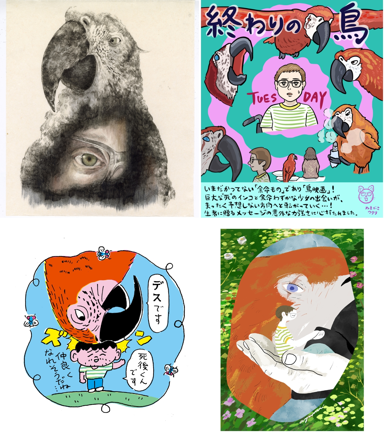 “死”を告げる鳥「デス」をヒグチユウコらが描き下ろし!『終わりの鳥』“鳥”ビュートイラストが完成 オピニオンコメント第2弾も到着