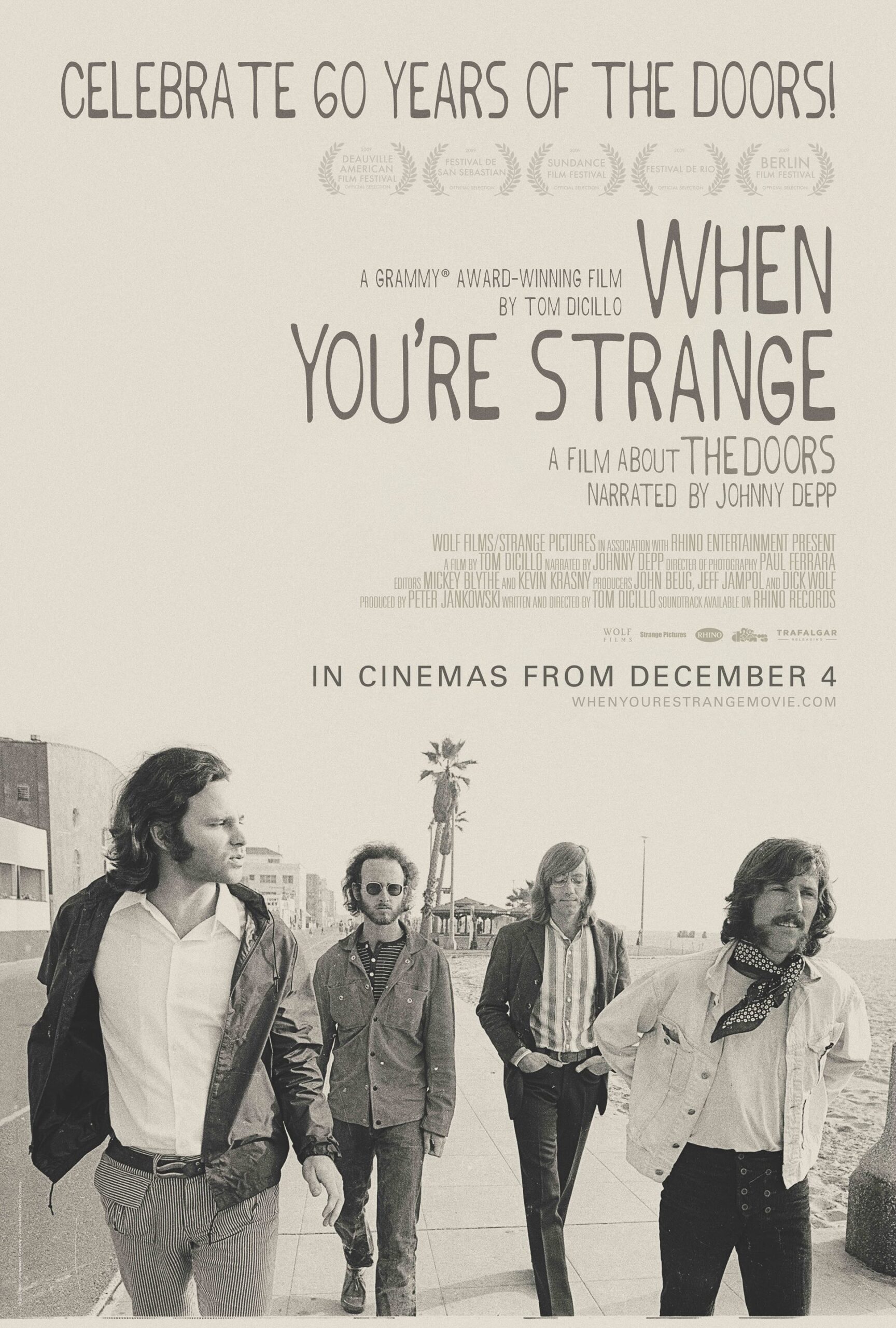 ドアーズ結成60周年記念『The Doors: When You’re Strange』が初の4K上映決定 ジョニー・デップがナレーションを担当
