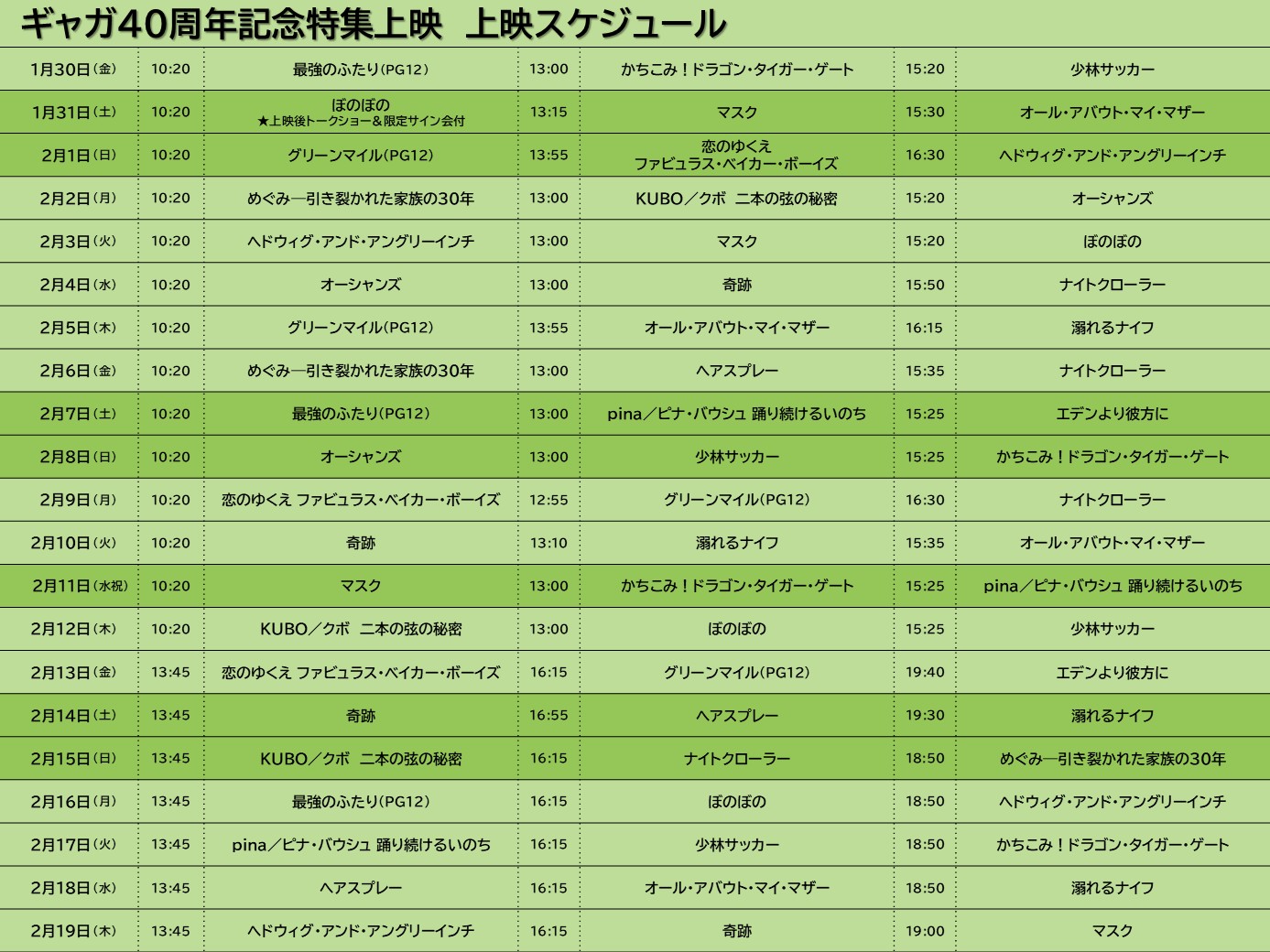 名作18本を上映「ギャガ40周年記念特集上映」タイムテーブル発表　『ぼのぼの』いがらしみきお来場イベントも決定